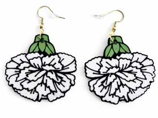 Carnation Earrings - 12 Months of Flowers: January