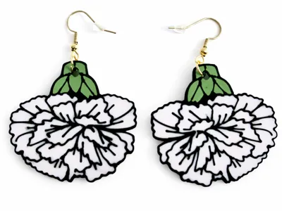 Carnation Earrings - 12 Months of Flowers: January