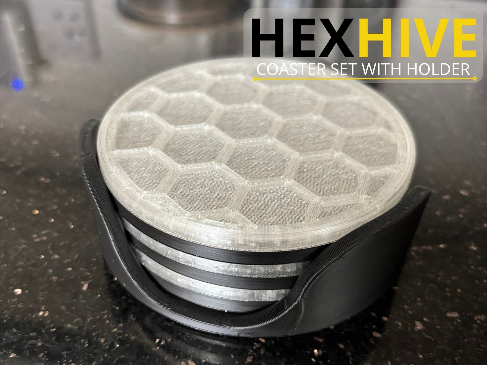 HexHive Coaster Set with Holder
