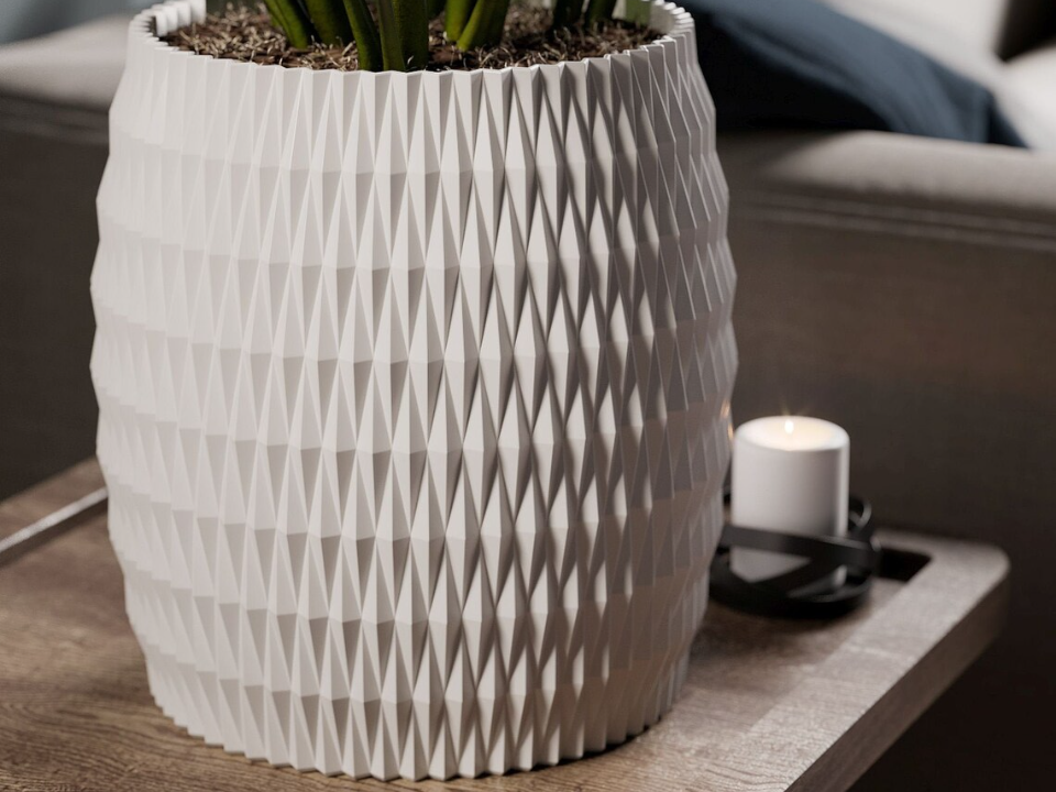 Diamond Fold Planter – Origami Texture Plant Pot 
