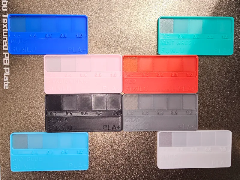 SUNLU Filament Swatches