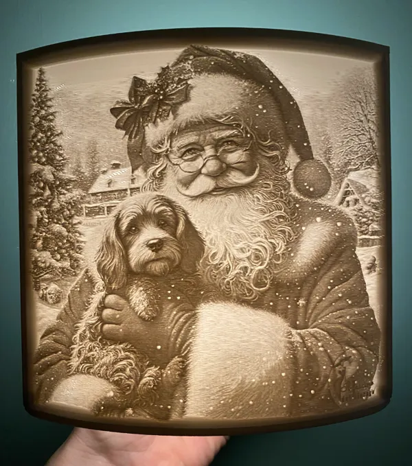 Lithophane Père Noël et son chien