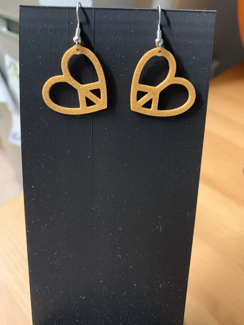 peace hearts earrings view 2