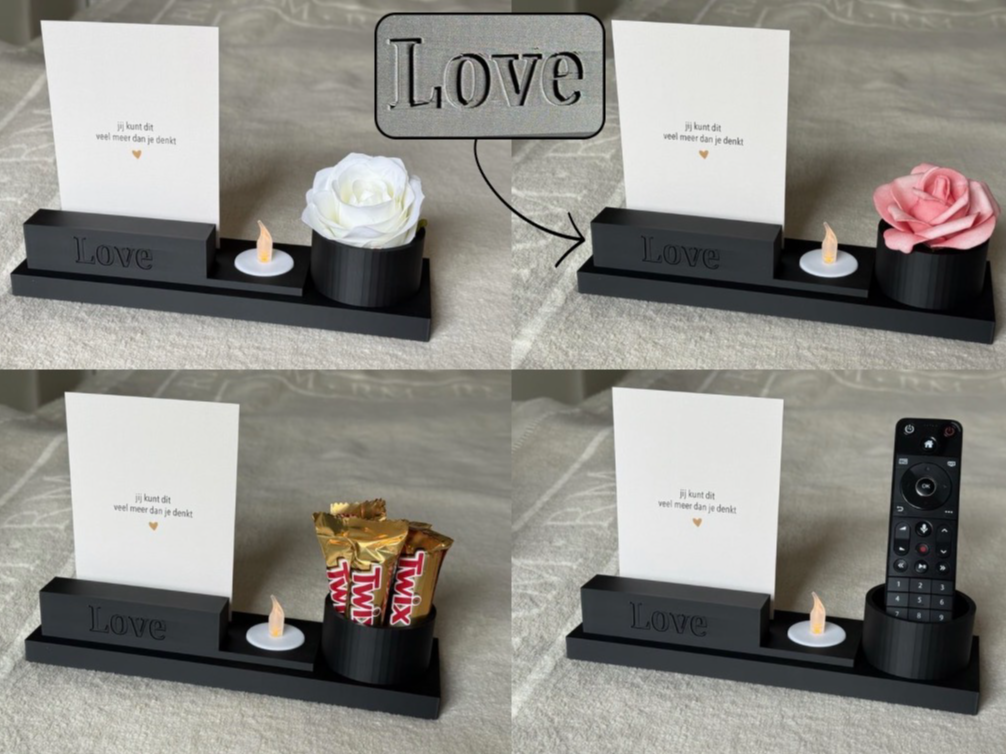 3 in 1 Love tray card holder/tea light holder