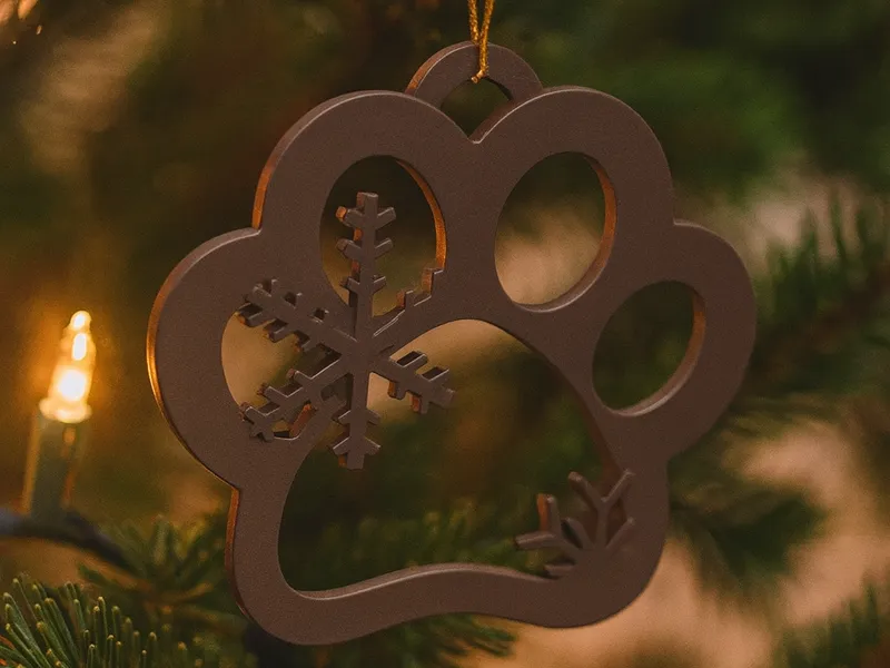 Paw Ornament with Snowflakes | Christmas Ornament