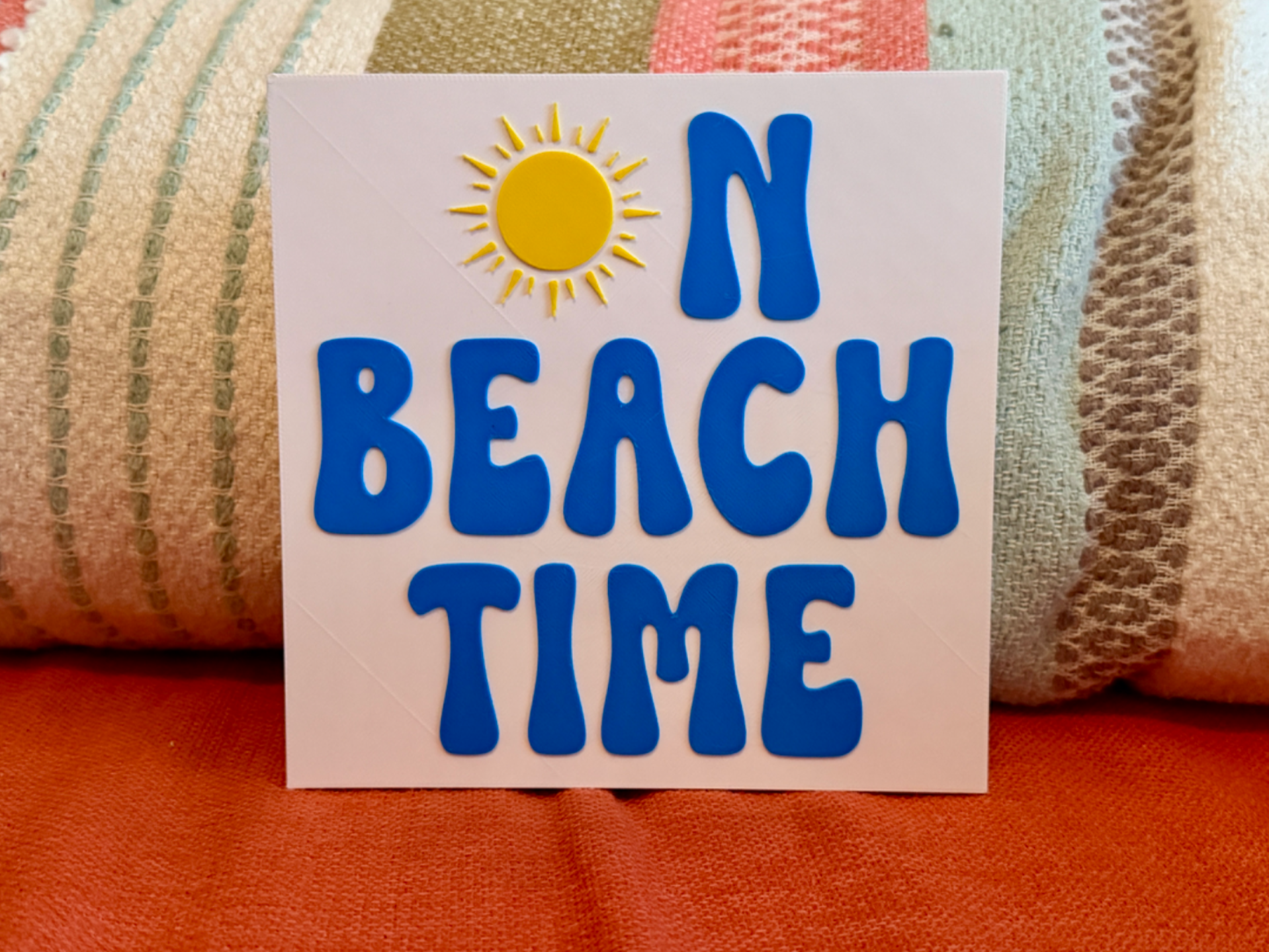 On Beach Time Block Sign