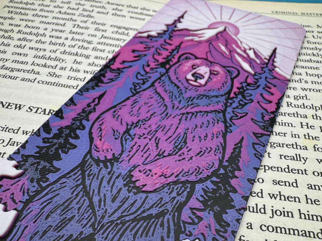Artistic Grizzly Bear Mountain Landscape Bookmark
