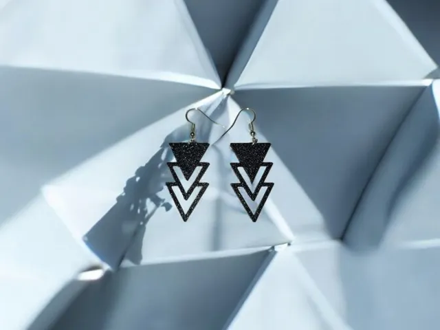 Black triangles earrings