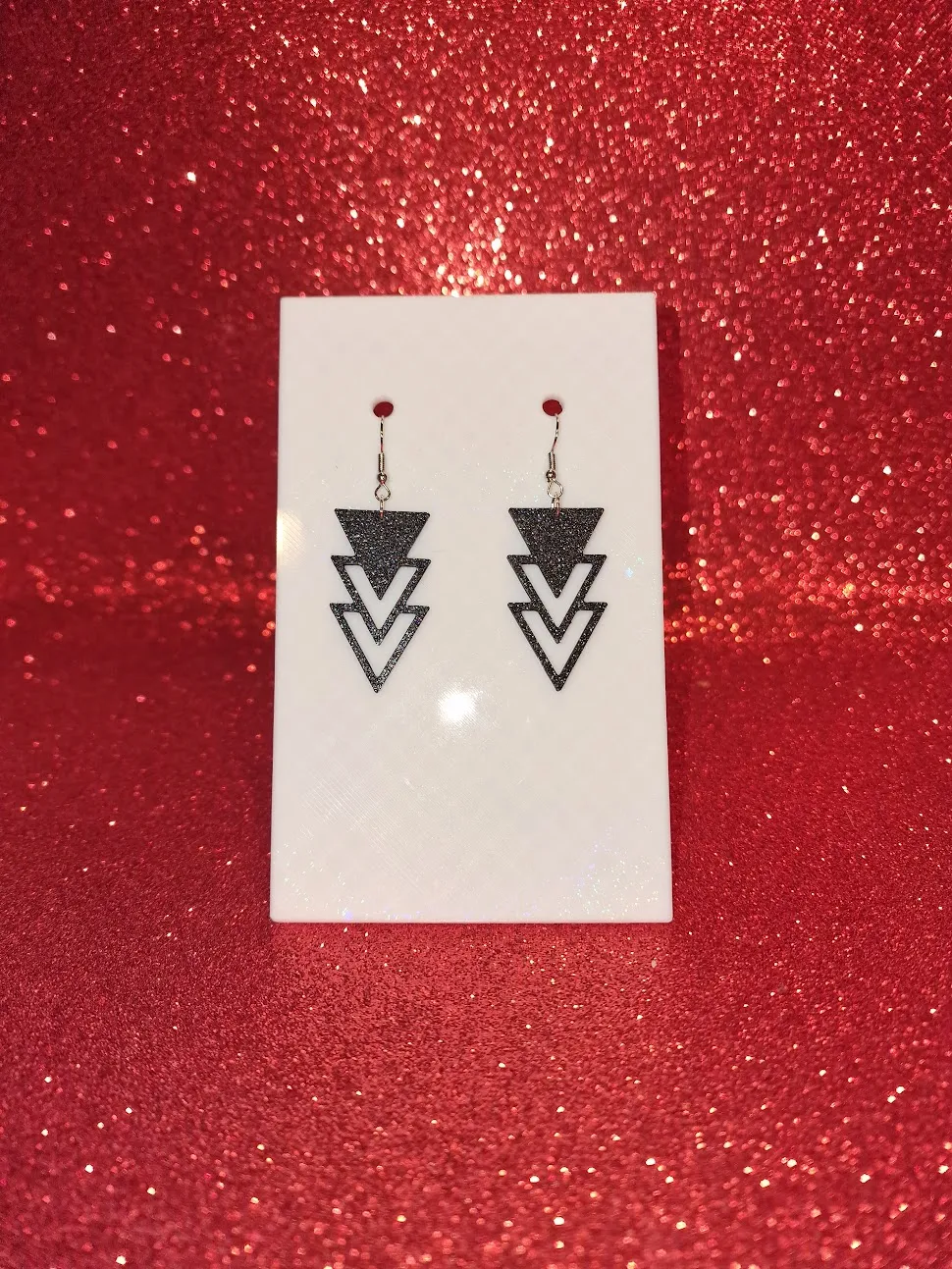 Black triangles earrings view 2