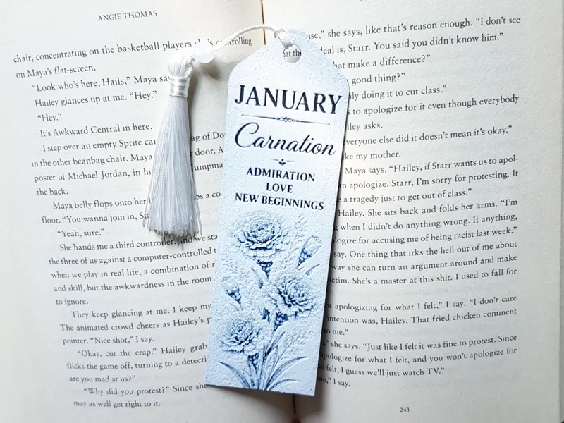 Bookmark, January Flower, Birth Month