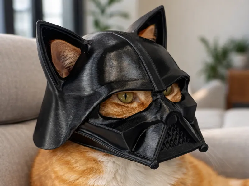 Darth Vader style cat helmet!!