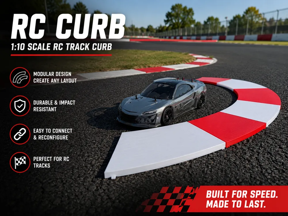 Modular Rc Tracks RC Track Curbs 1:10 Scale – Modular RC Guide Rails - Free 3D Print ...