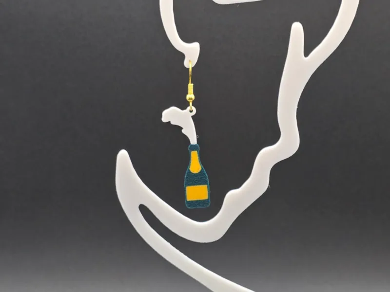 New Year's Eve Earrings - Bottle of Champagne