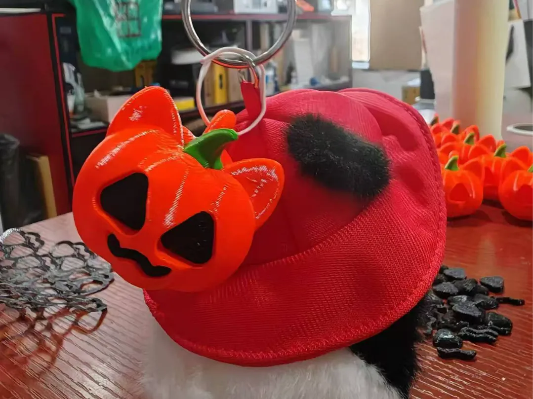 Porte-clés chat citrouille d'Halloween