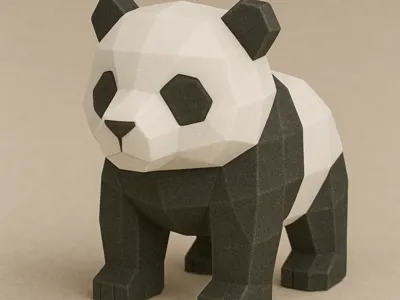 Keychain Panda 3D – Design Geometrico Low Poly