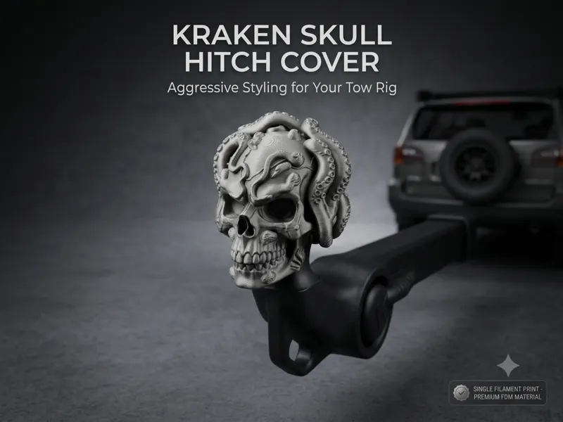 Kraken Skull Trailer Hitch Cover
