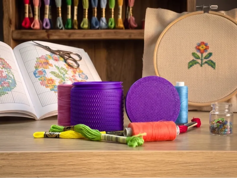 Knitted Texture Box with Cross-Stitch Lid