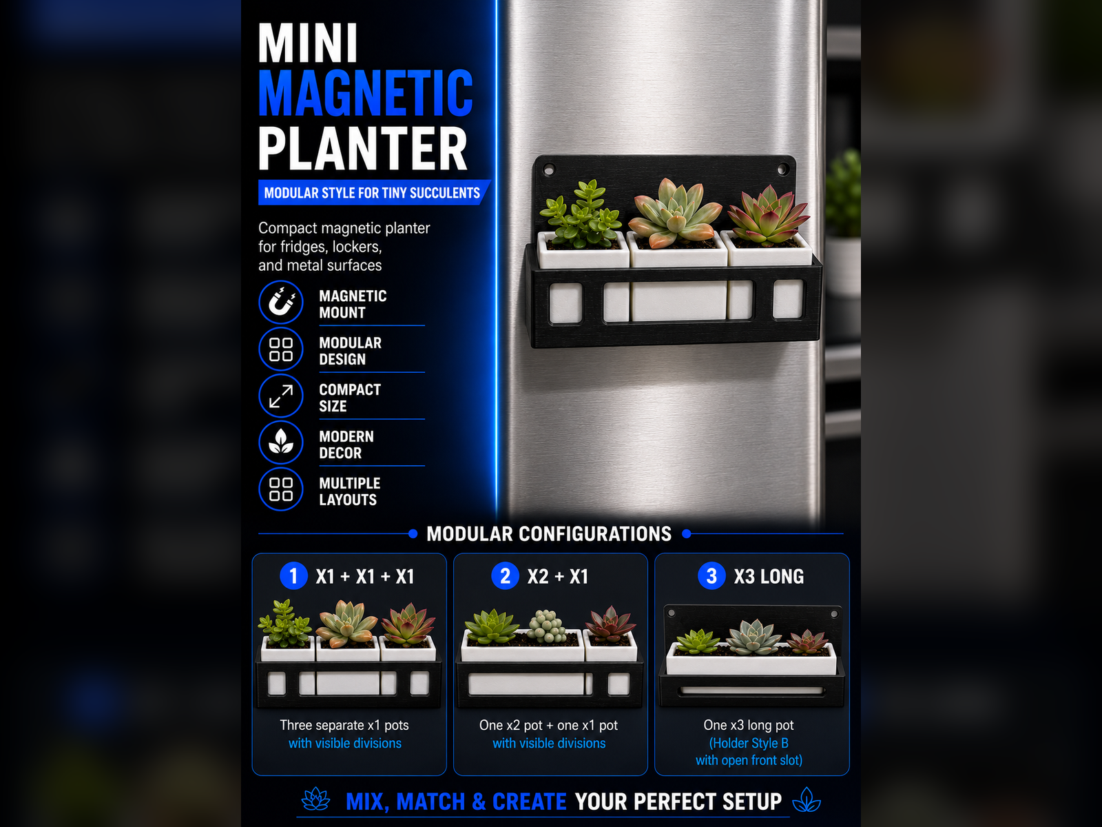 Mini Planter Set for Succulents – Modular +variant