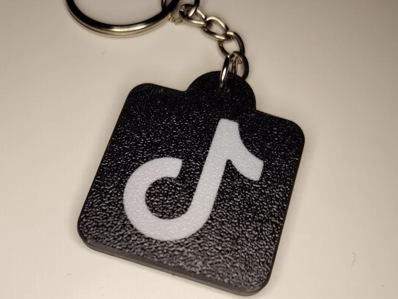 TikTok Keychain with NFC Flat Textured Surface AMS