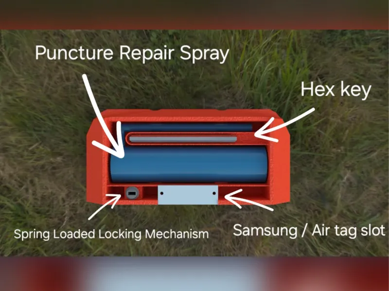 Flat tire kit with hidden airtag