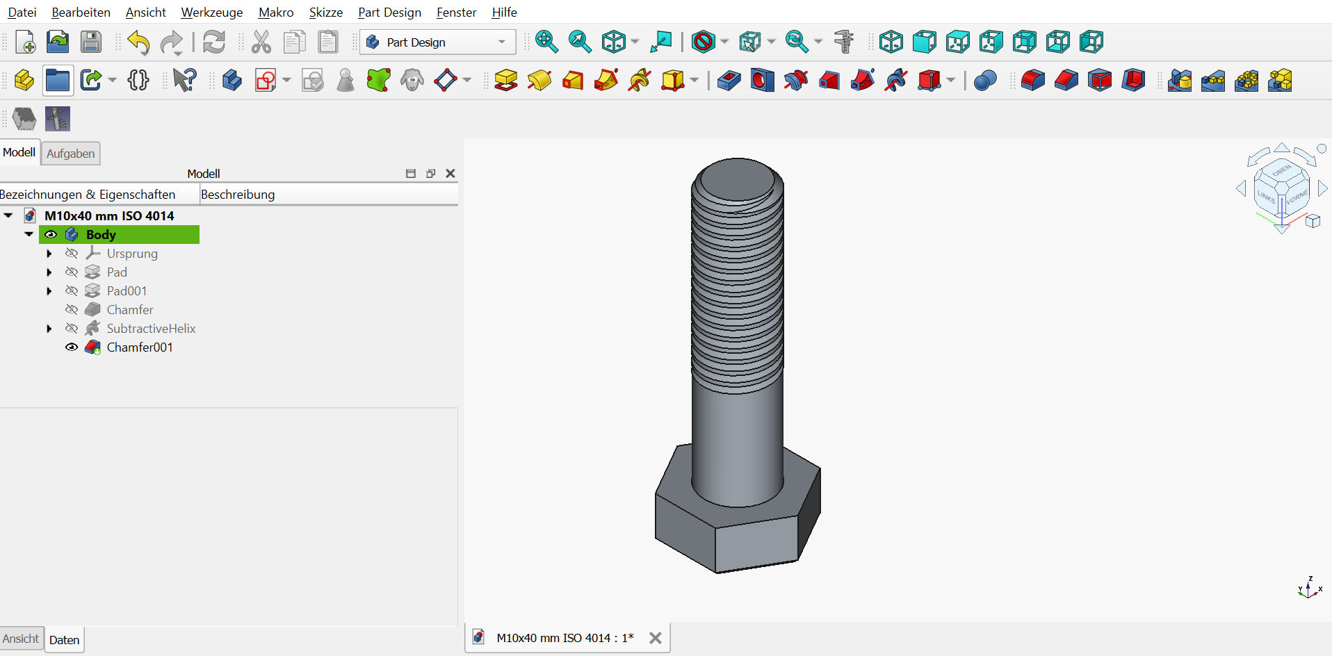 Miniatura 1 do modelo 3D FreeCad Beginner Project: Hexagonal threads print
