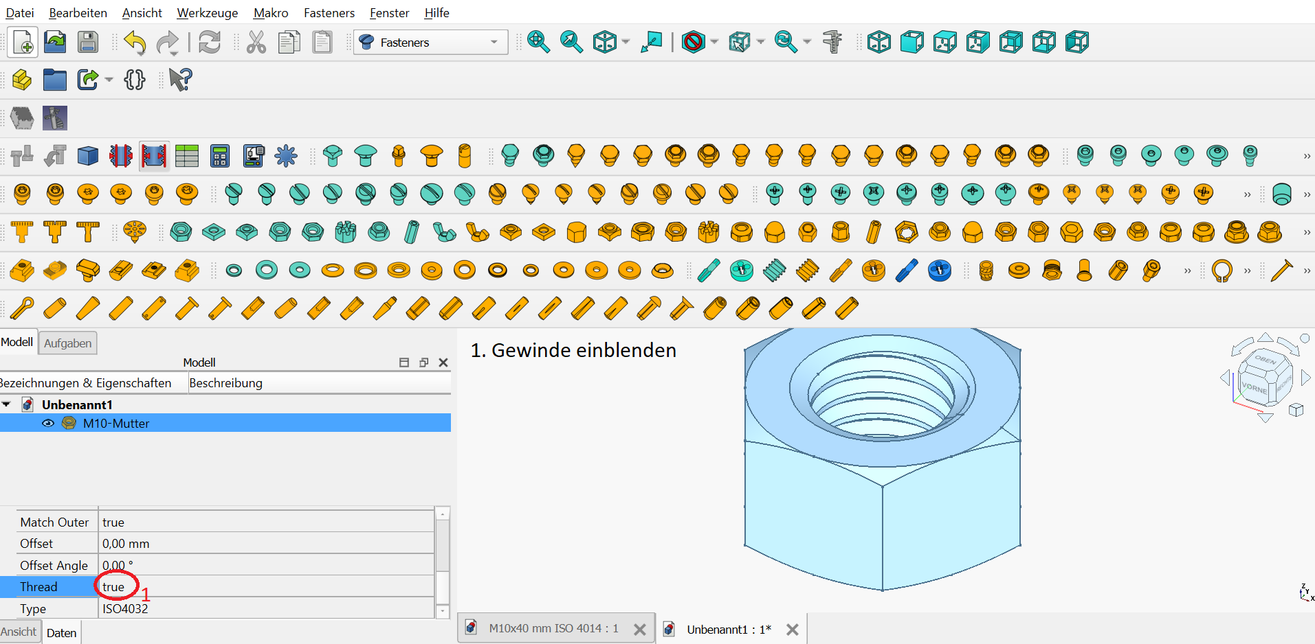 Miniatura 4 do modelo 3D FreeCad Beginner Project: Hexagonal threads print