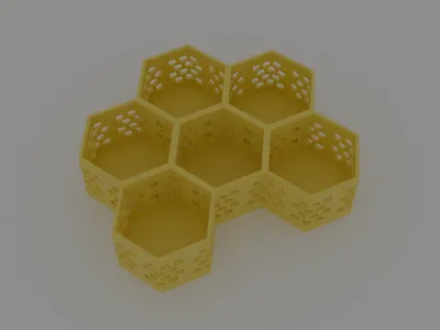Honeycomb storage box 6-piece set - seamless stacking combination with side honeycomb hole design