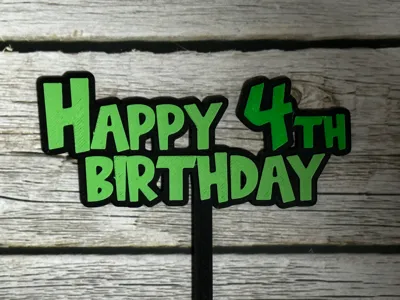 Happy 4th Birthday Cake Topper