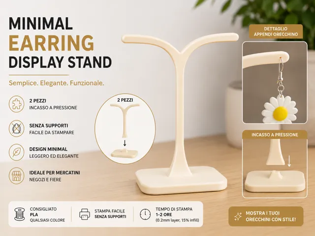 Minimal Earring Display Stand – No Supports
