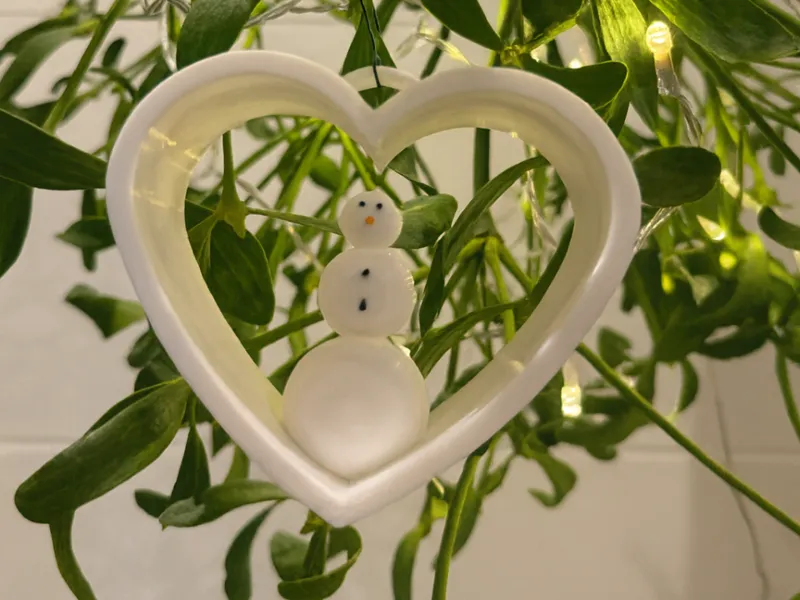 Snowman in Heart Christmas Ornament