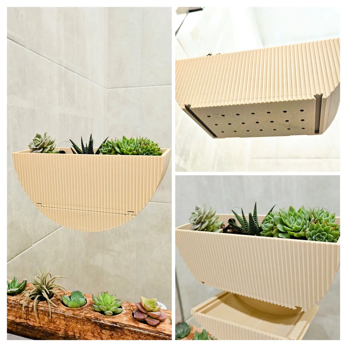 Half Moon Wall Planter with Hidden Drip Tray - Free 3D Print Model ...