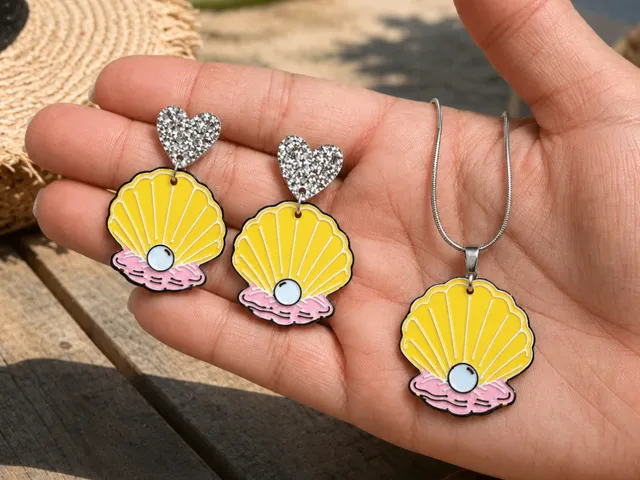 Conjunto Pendientes y Collar Concha Marina