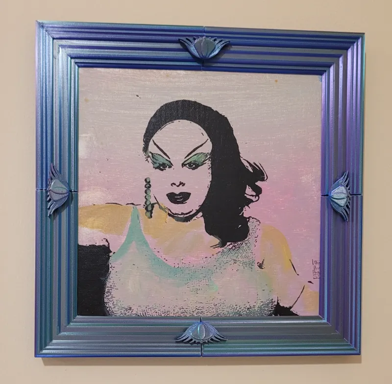 Frame for 8x8 artwork with peacock accents