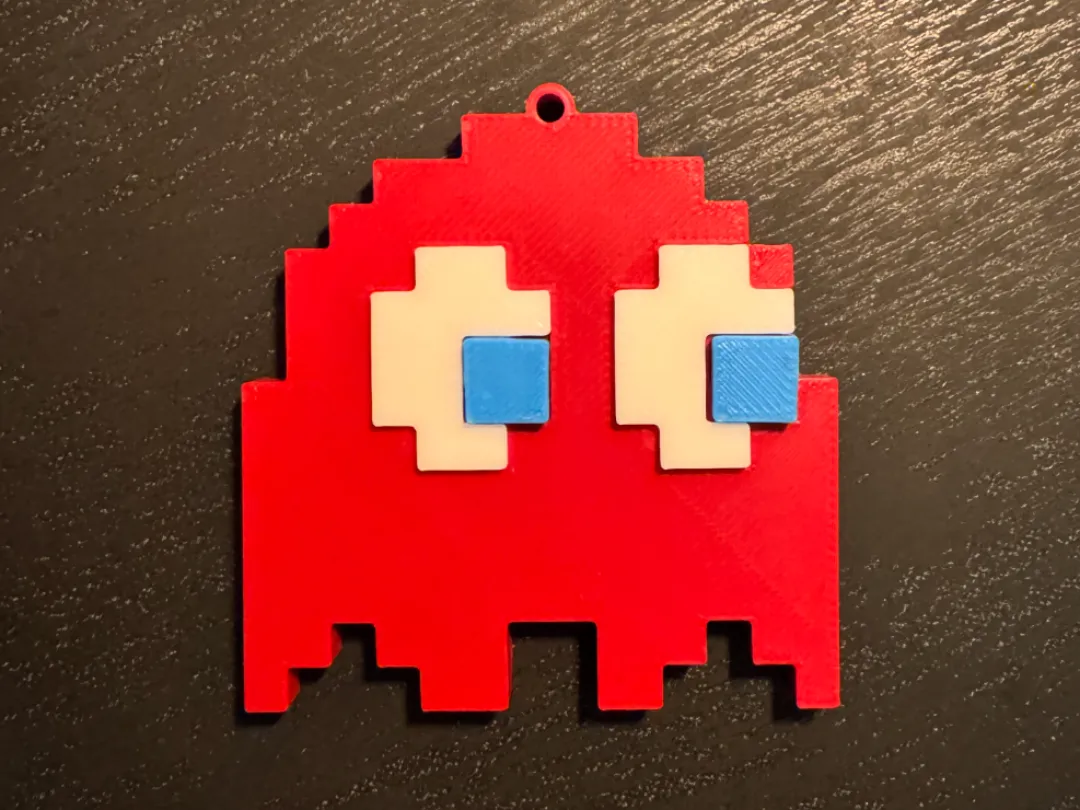 Red Pac Man Ghost with Keyring - Free 3D Print Model - MakerWorld
