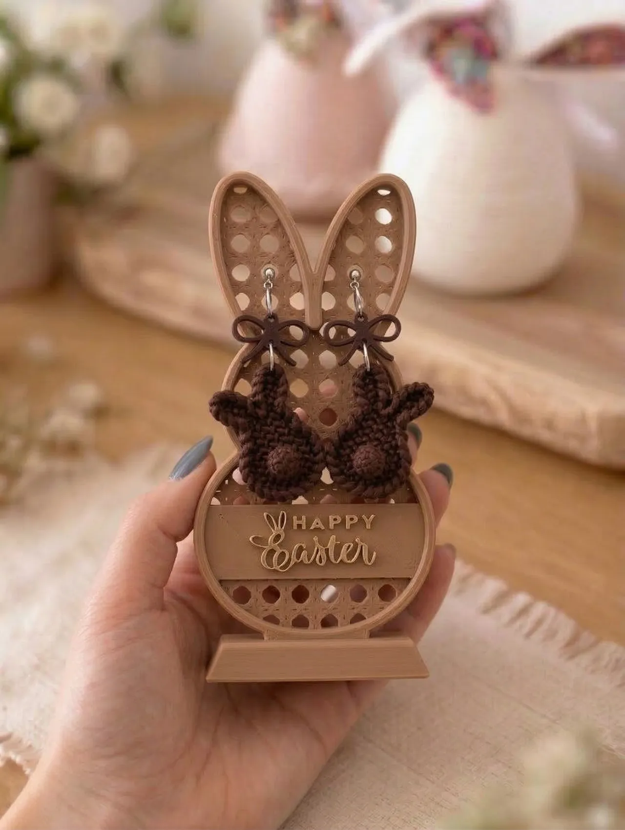 Knitted Bunny Earrings view 3
