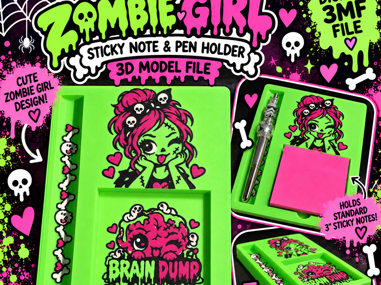 Brain Dump Sticky note & pen holder 3D model