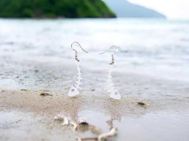 Fish bone earrings