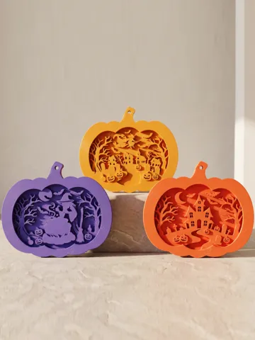 Adorno temático: Halloween Pumpkin 3D Print Haunted Village #076 — vista de referencia 2