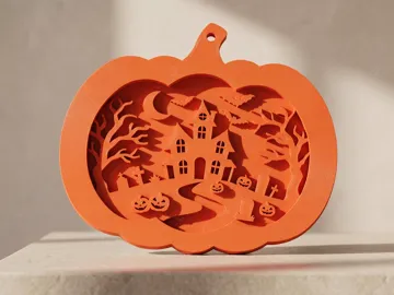 Adorno temático: Halloween Pumpkin 3D Print Haunted Village #076 — vista de referencia 3