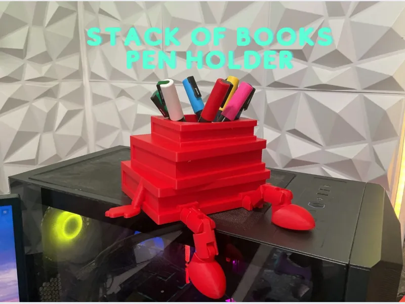 stack of books pen holder