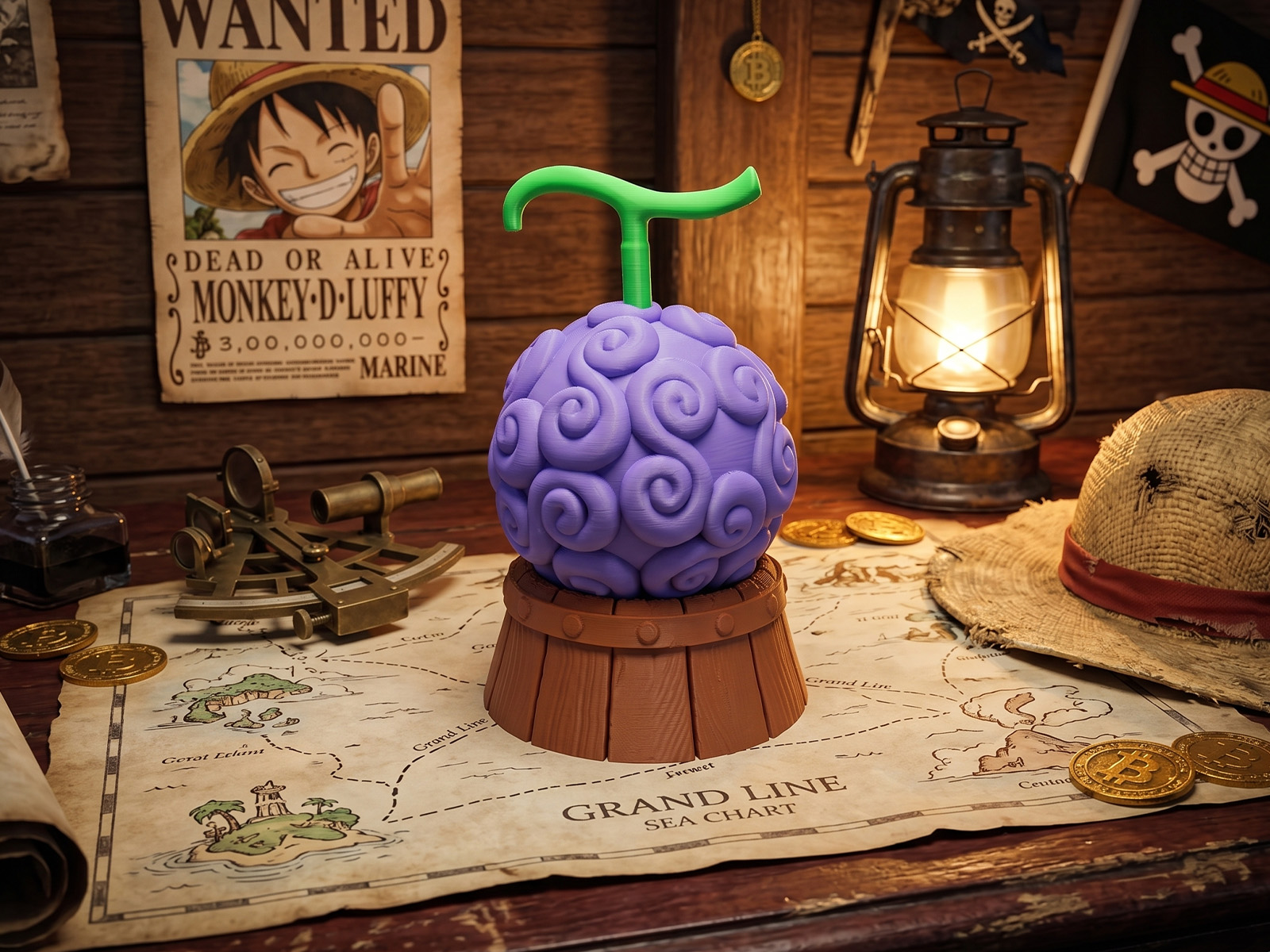 Frutto del Diavolo Gom Gom con Base di One Piece