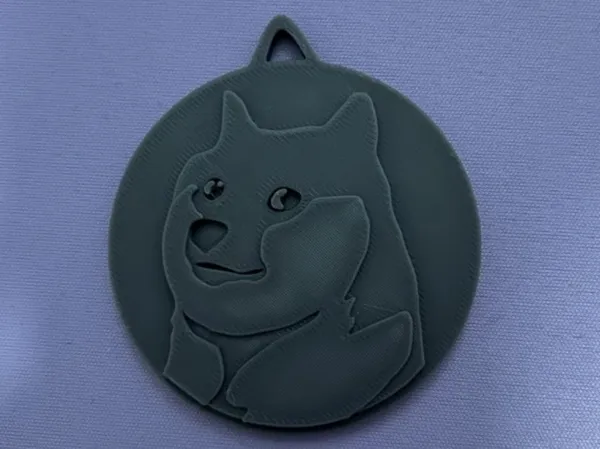 Porte-clés pièce Dogecoin en relief