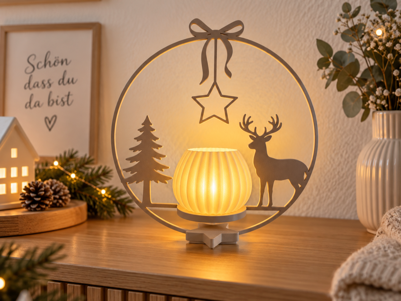 Loop Hirsch Tanne Stern stehend /Christmas light - 1