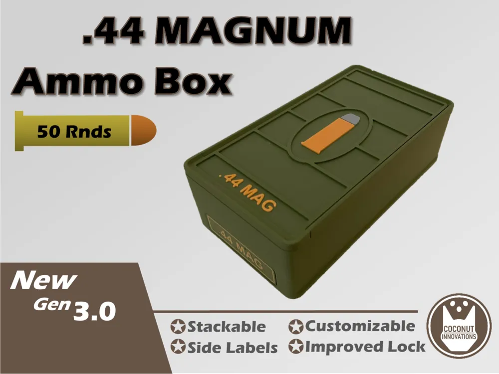 Ammo Storage Box .44 Magnum 50 Rounds - Free 3D Print Model - MakerWorld