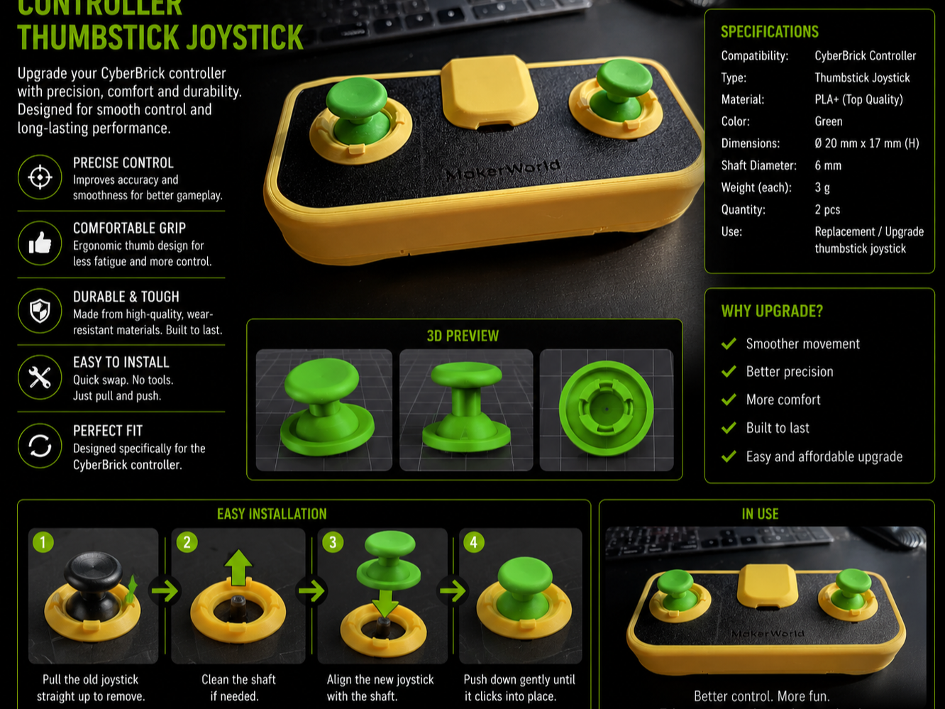 CyberBrick Controller Thumbstick Joystick