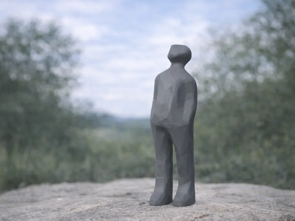 Le Visiteur — sculpture low poly