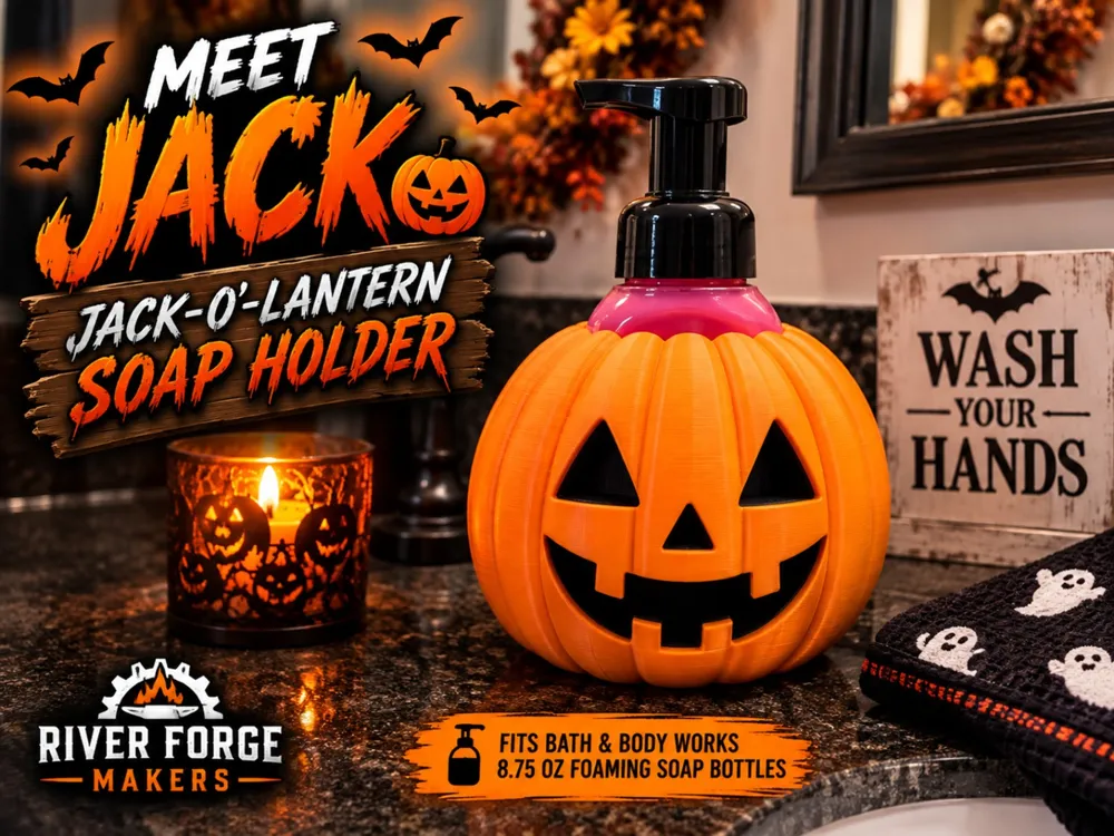 Accesorio de iluminación decorativa: Jack-O’-Lantern Foaming Soap Bottle Holder. Referencia del modelo original.