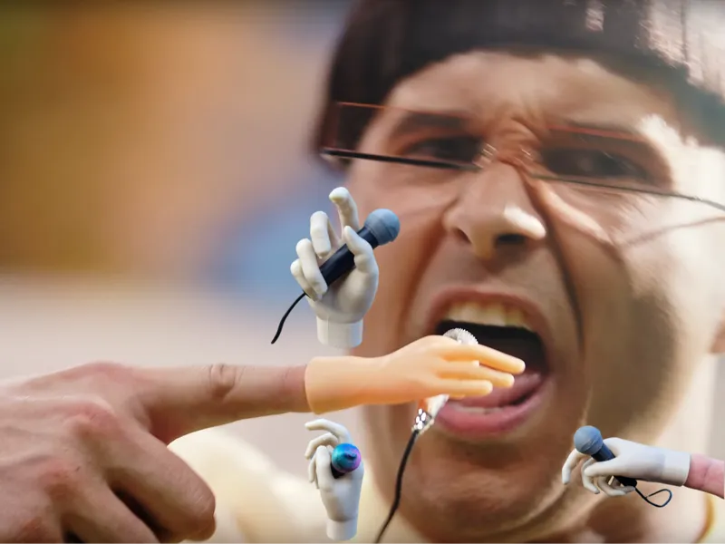 funny little microphone finger hand