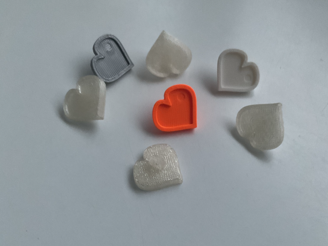 Knopf Herz zum annähen mit Steg