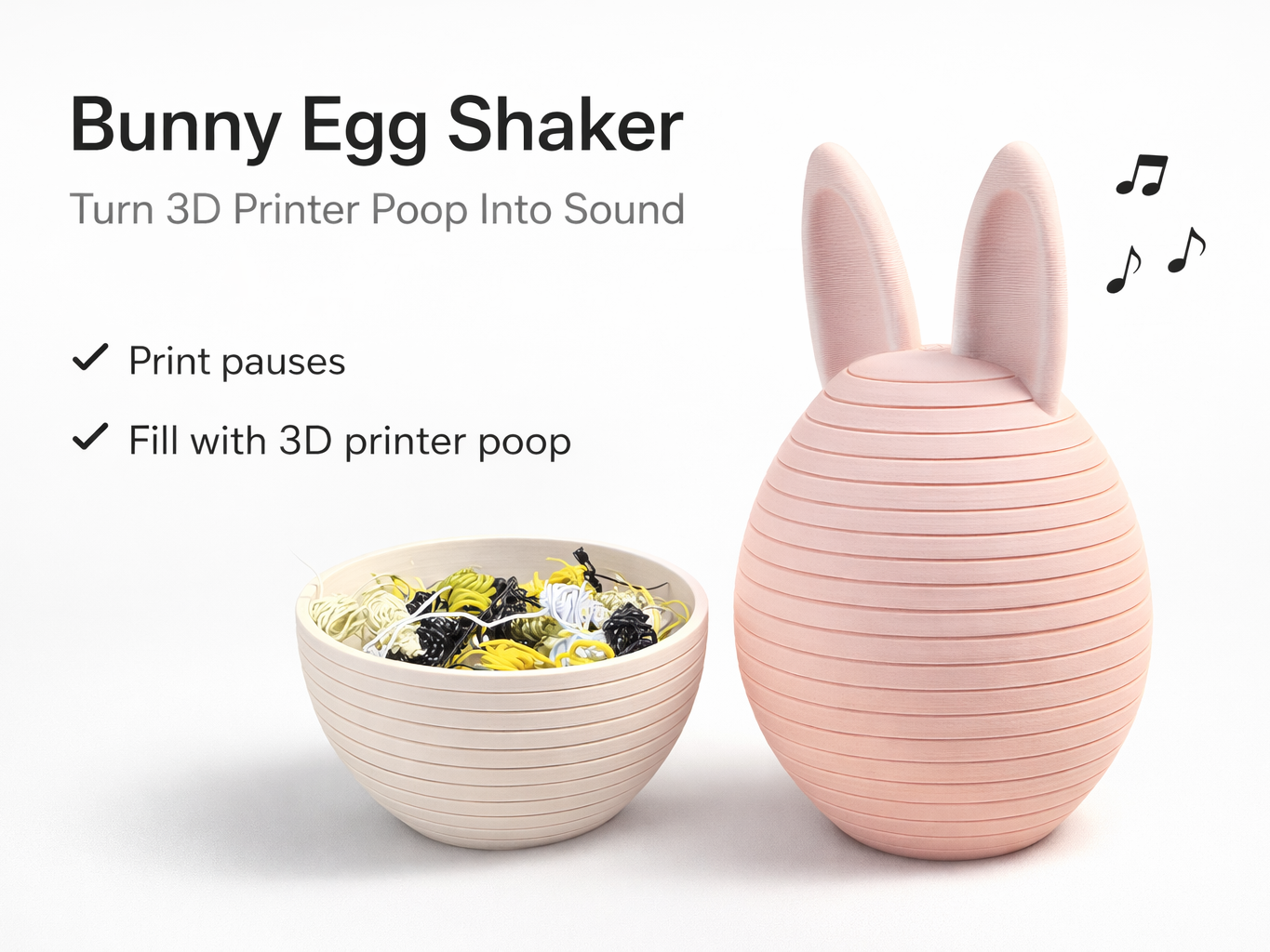 Bunny Egg Shaker (3D Printer Poop Fill)